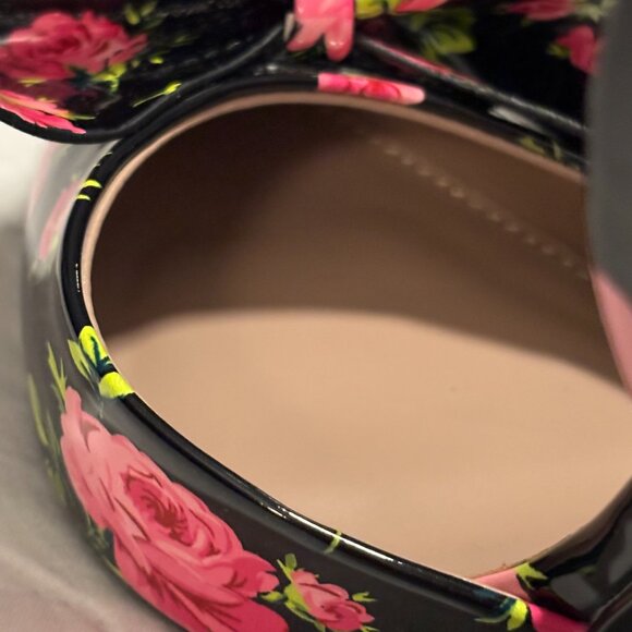 Betsey Johnson Nobble-P Floral Bow Heels Black Multi Size 8.5 – Never Worn - Picture 7 of 16